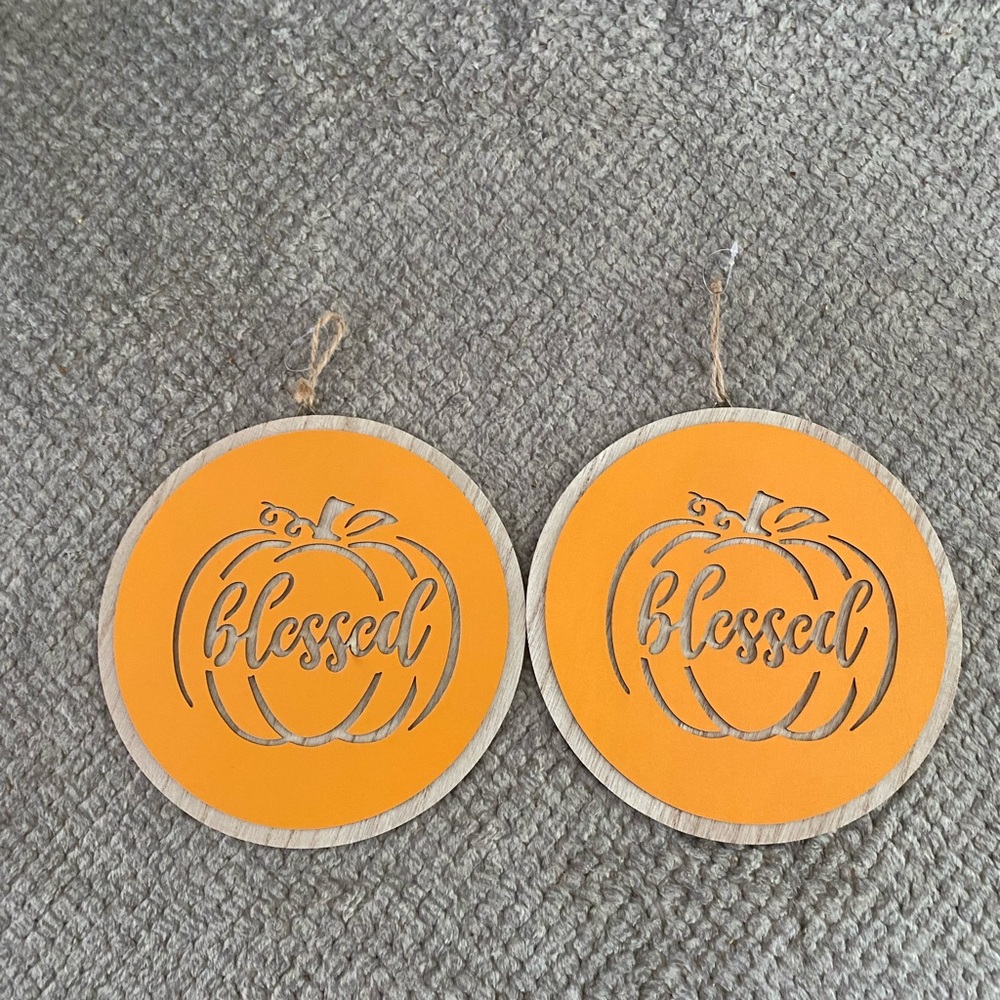 Orange Pumpkin 'Blessed' Wall Accents